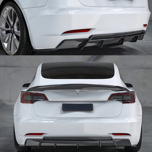 Tesla Model 3 2018-2022 Rear Bumper Lip Carbon Fiber